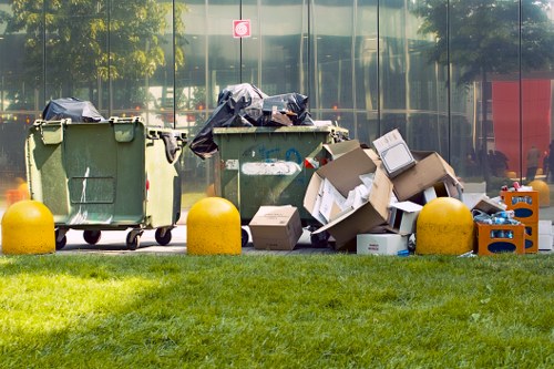 Construction site with waste clearance in Fulham