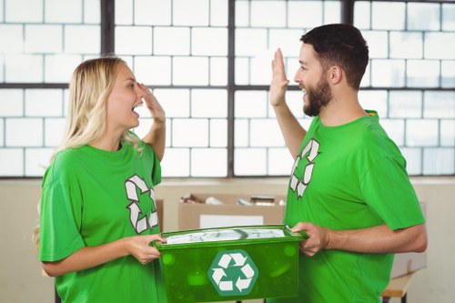 Professional movers handling furniture